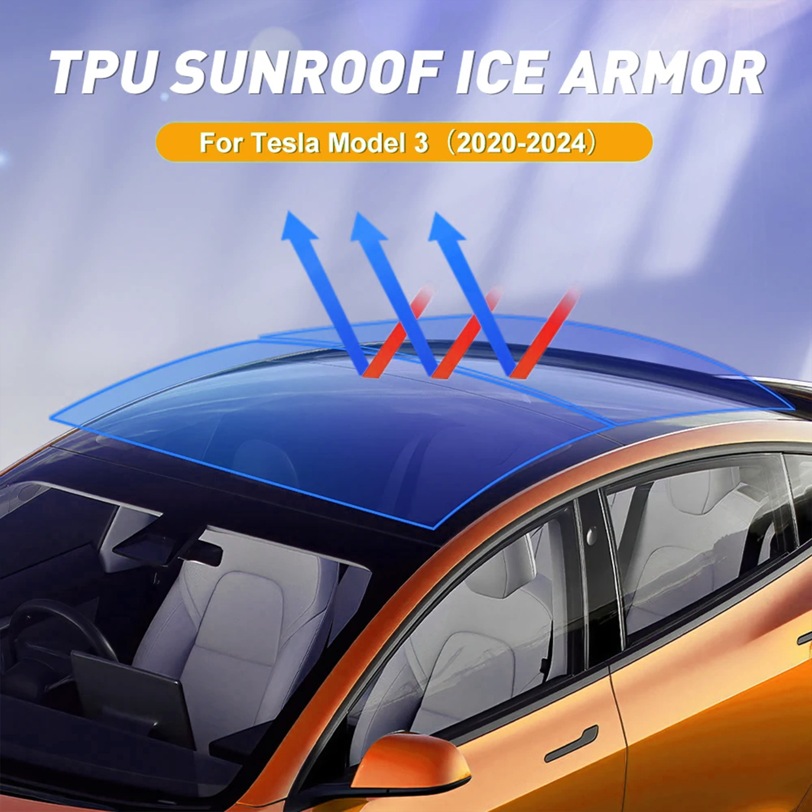 Cross-border exclusive for 2020-2024 Tesla Modely3-TPU skylight ice armor black crystal ice armor film