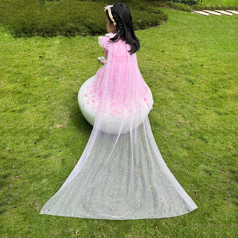 Las niñas de verano delgada protección solar Frozen princesa Elsa capa con capucha nueva salida del bebé de cumpleaños capa