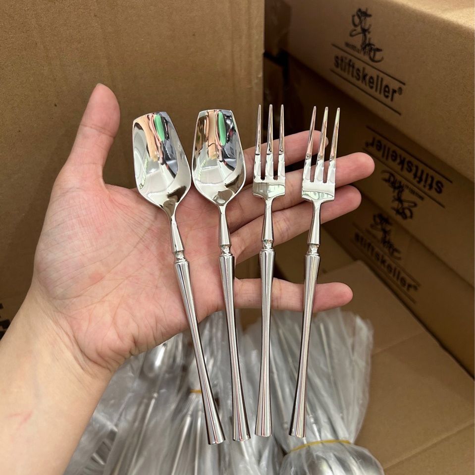 Yinuo Kitchen Stainless Steel Cutlery Fork Steak Knife Small Waist 304 Dessert Coffee Spoon Tableware_voghion.com