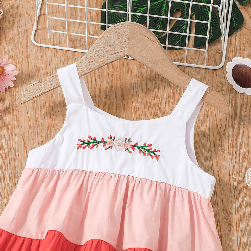 2022 summer baby girl suspender skirt cute print rainbow sleeveless dresspicture2