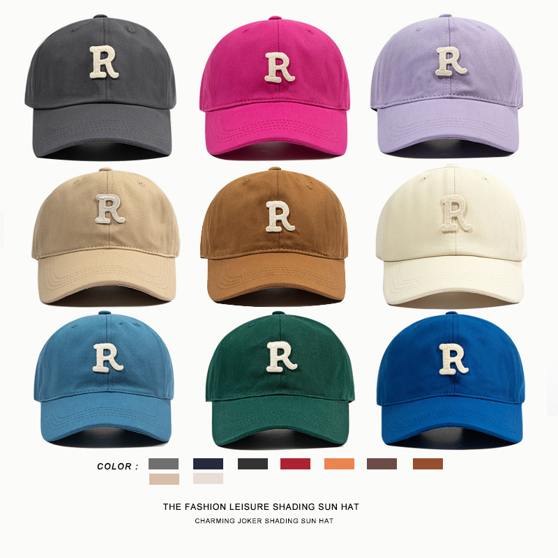 R자 자수 볼캡 여성 남녀공용 코튼 데일리 썬캡 조절식 여름 사계절 야구모자