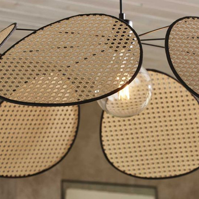 Nuevo estilo chino silencioso Zen sala de té lámparas de restaurante personalidad creativa estilo francés medieval crema de viento trenzado lámpara de pétalos