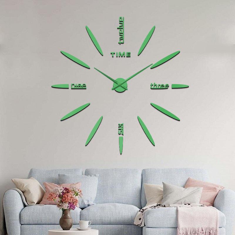 Reloj de pared 3D de lujo ligero, reloj en inglés de alta gama, decoración silenciosa para sala/dormitorio, moda simple