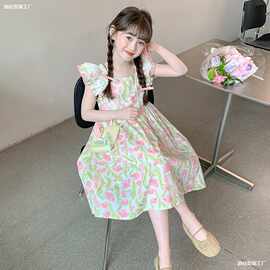 女童夏季公主裙2025新款碎花裙儿童夏款飞袖裙子小女孩夏装连衣裙