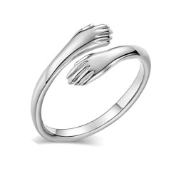 Japanese and Korean polished minimalist love hug ring, openable adjustable stylish temperament palm ring