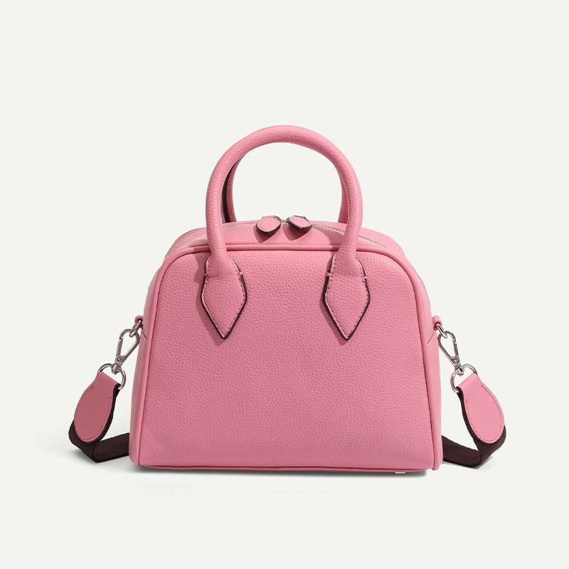 Borsa Boston da bowling da donna coreana Kimsapparel, borsa monospalla in pelle di vacchetta, nicchia con texture di fascia alta_voghion.com
