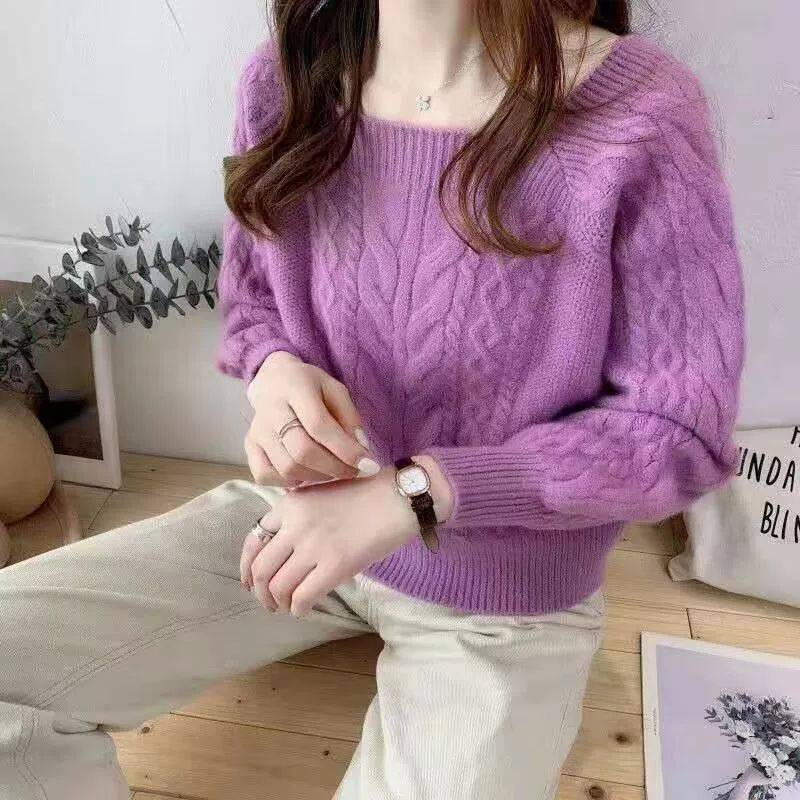 Nicho lanterna manga jersey diseño femenino sensación de otoño invierno japonés perezoso estilo exterior usar camiseta de punto de tendencia