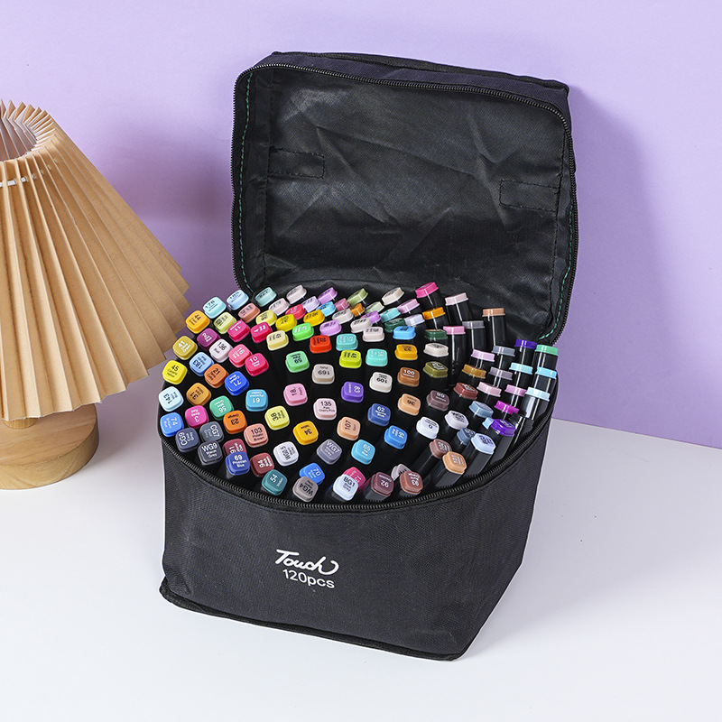 Juego de marcadores aceitosos de alcohol de doble cabeza al por mayor de fábrica, bolígrafos de acuarela para niños de color, marcadores de pincel de pintura, stock