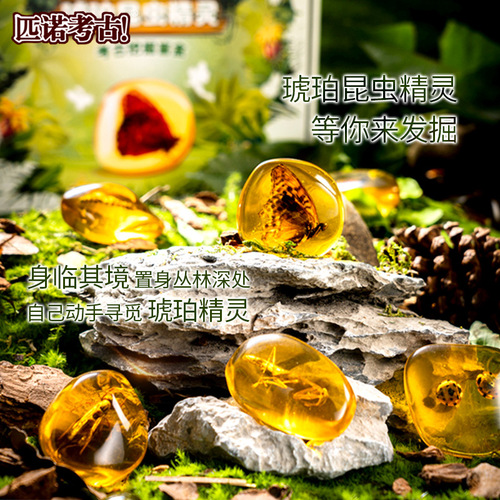 Pinoy Archaeological Excavation Amber Insect Elf Toy Archaeological Excavation Gemstone Amber Exploration Treasure Hunt Handmade Toy