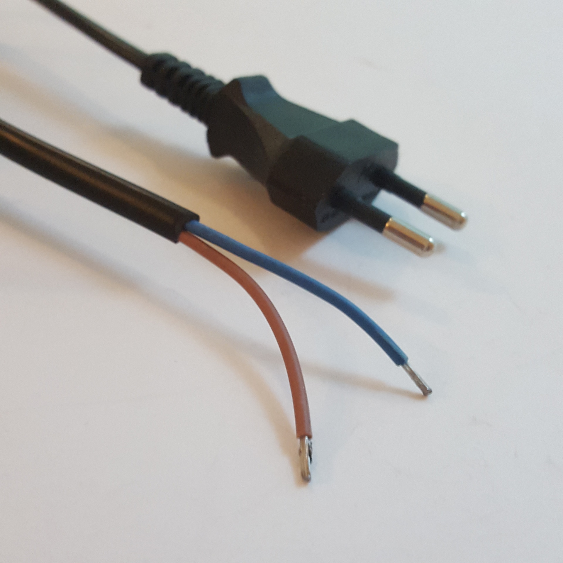 2芯插头线 圆插欧式电源线 欧洲适配器1.5米线材小欧标欧规插头线