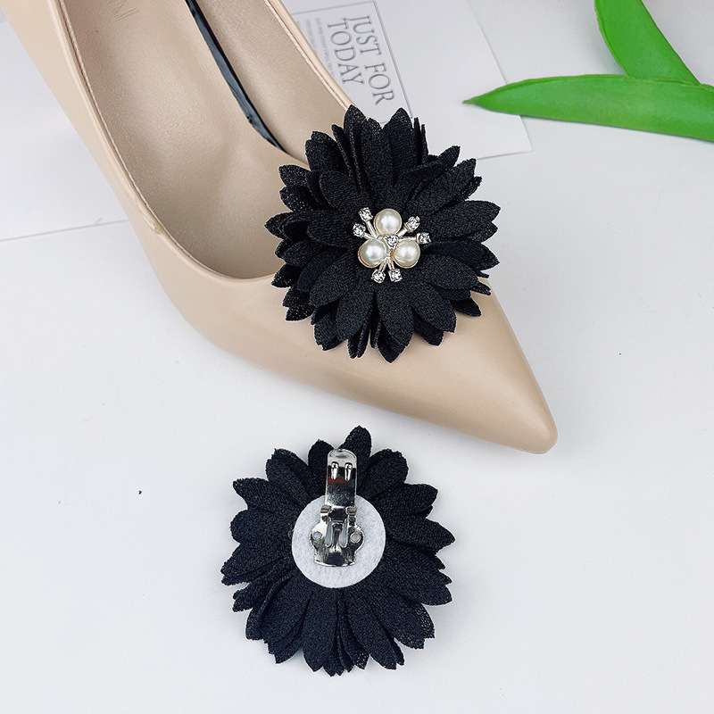 Cross-border Pearl Flower wedding shoes accessories DIY handmade detachable women's shoe buckle fabric vamp decoration accessories