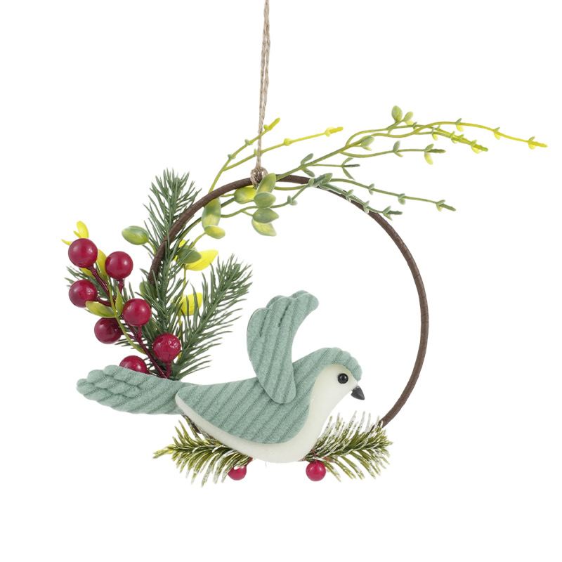 Colgante de guirnaldas de Navidad pájaros ramas de peluche muñecas puertas colgadas de pared decoración ventanas de decoración accesorios de diseño de árbol de Navidad