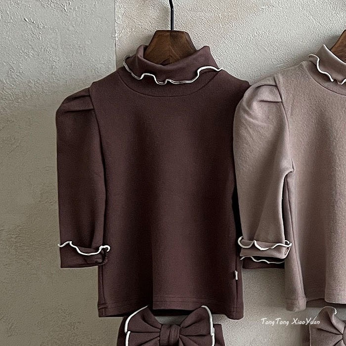 Camiseta Interior de Cuello Alto para Niñas, Ropa Gruesa de Otoño e Invierno, Estilo Coreano, Ropa Infantil, Ropa de Otoño e Invierno para Bebés, Top de Forro Polar
