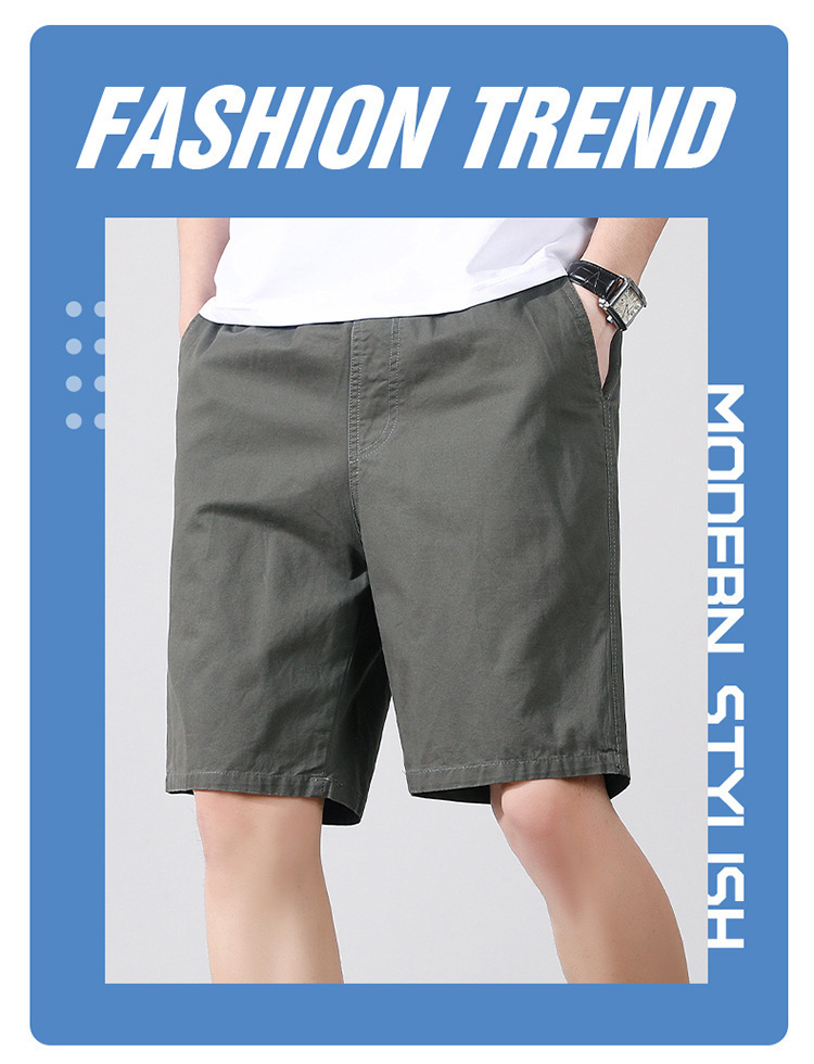 Men's Korean Style Cotton Shorts Casual Mid-Length Loose Fit Summer Beach Workwear Youth Bottoms_viptrois.com
