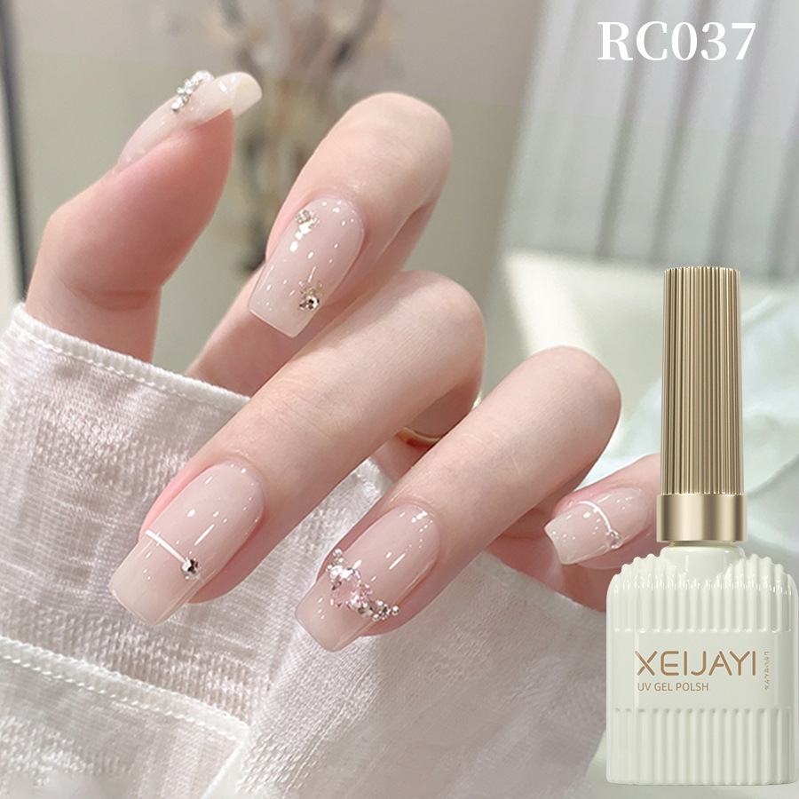 New white nail polish glue nude pink ice-transparent nail polish shop special long-lasting firm Nail Polish glue suit