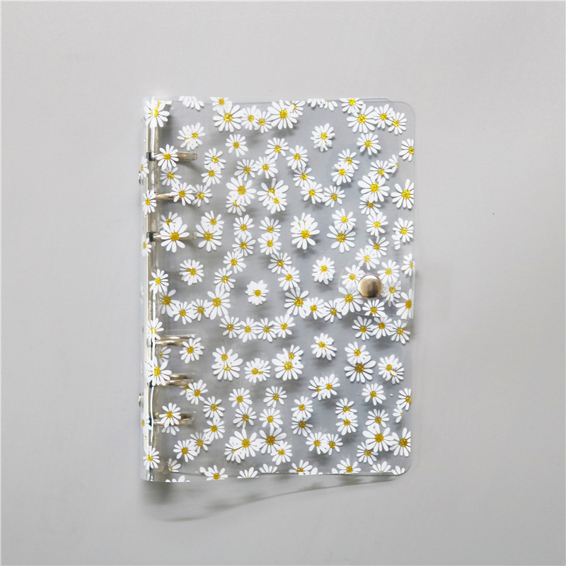 INS Daisy soft shell libro de diario de PVC transparente clip de hojas sueltas A5/A6 libro de diario pequeño cuaderno fresco