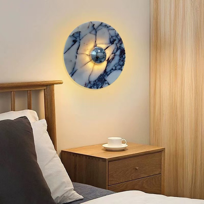 Ambiente de alto nivel de fondo italiano pared estilo sala de estar diseñador de entrada lámparas de cabecera de cama diseño de fondo grande
