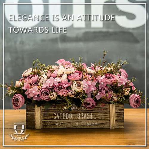 Fence simulated bouquets, fake flower pots, decorative floral arrangements, dried flowers, living room window sill decorations, plastic green plant flower arrangements