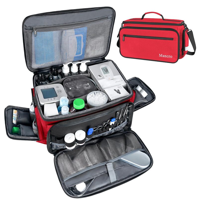 Medical Bag Empty Medical Equipment Bag Non-Slip Bottom Detachable Shoulder Strap Waterproof Family Health Nurse Bag