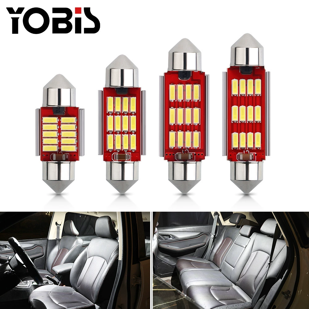 Ubisse Автомобильный светодиодный двухконечный свет декодирование Canbus 36MM 4014 12SMD Потолочный Светильник Освещение номерного знака