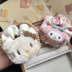 かわいいバターの熊の髪のひものサテンのピンクの少女の頭のひもの大腸のポニーテールの髪飾りの新型