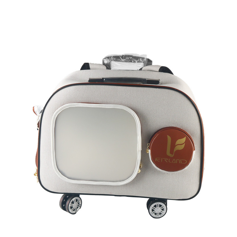 Pet Outing Trolley Box Flexible Direction Adjustable Pull Rod Large Capacity Double Shoulder Backpack Space Capsule Pet Bag