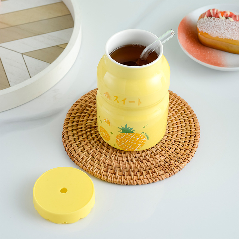 Taza de cerámica impresa logo regalo Taza de cerámica taza de yogur creativo de alta apariencia ins