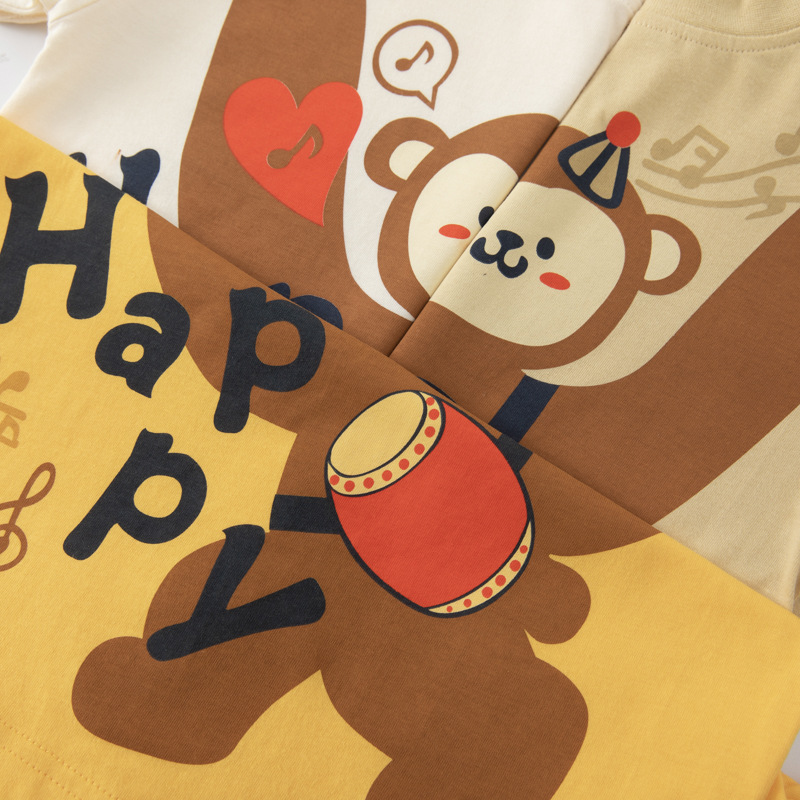 Camiseta de manga corta para niños betop 2025 verano ropa para niños transfronterizos versión coreana de la ropa de mono de dibujos animados para niños