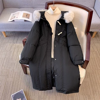 牛角扣秋冬加厚大毛领简约棉服女连帽保暖宽松面包服其他兔毛羊毛