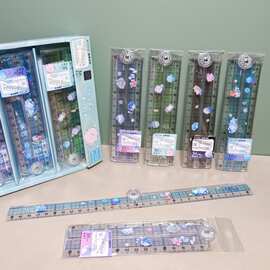 外贸幽幽家族30cm折叠尺可爱小幽企鹅猫咪果冻直尺儿童绘图尺子批