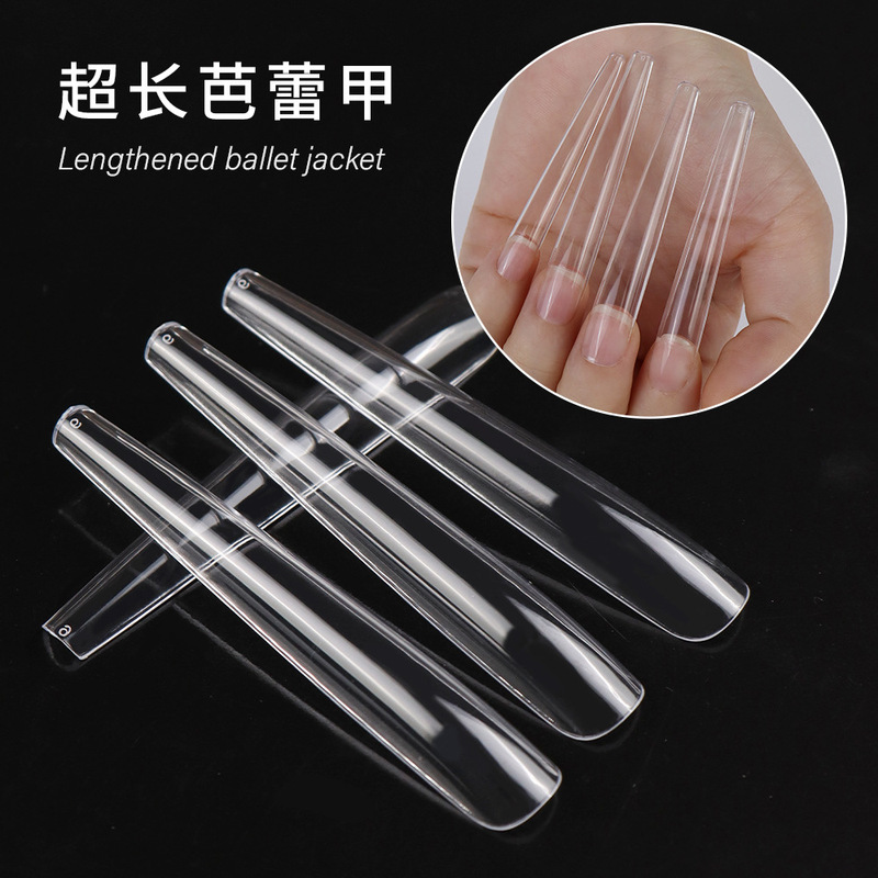 6.0 Manicure Extra Long Ladder Ballet False Nails for Salon Display, Artistic Nails, Transparent Full-Cover Wearable Nail Patches