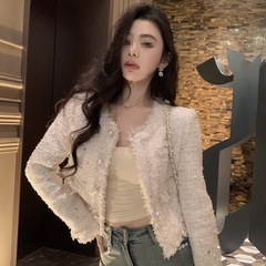 邱肉瑶 秋季新款白色感2025小个子气质千金短款小香外套女