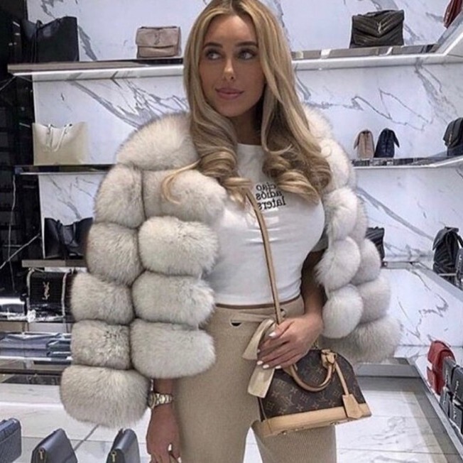 Fur European and American best selling faux fox fur faux fur coat women's short long sleeve fur faux fur coat