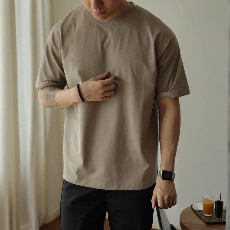 Three-Piece American-Style 300g Heavyweight Pure Cotton Short-Sleeve T-Shirt for Men, Solid Color Retro Workwear Base Shirt, Loose Fit
