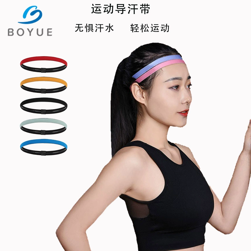 Силиконовая повязка на голову с принтом логотипа, влаговпитывающая, нескользящая, для спорта, йоги и фитнеса, узкая
