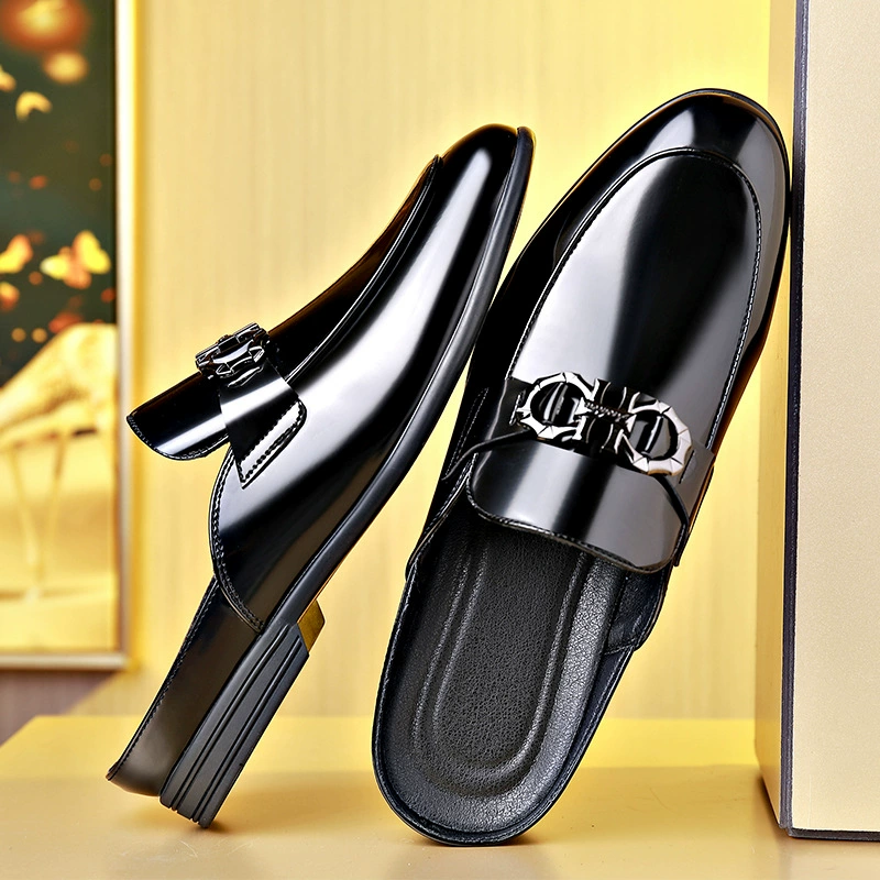 Мужские Slip-on loafer из натуральной кожи, летние босоножки-тапочки, черные, размеры 38–44