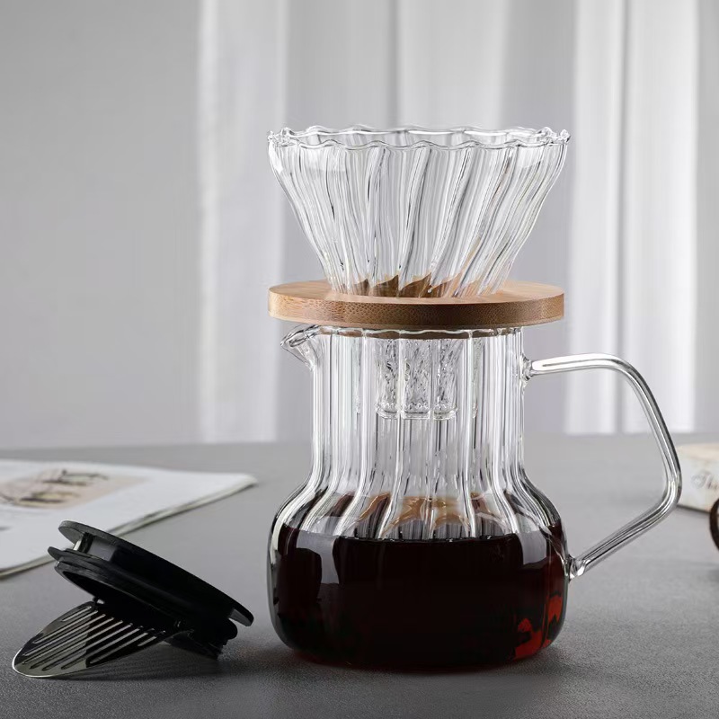✅ Cafetera de vidrio con cubierta Cafetera de café compartida Cafetera de café casera Cafetera de extracción en frío con filtro