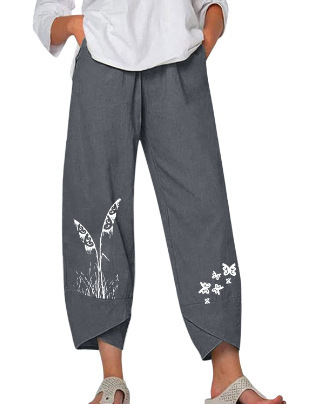 Lino de bambú 2023 nueva primavera suelta moda Impresión digital directa la fábrica pantalones casuales verano