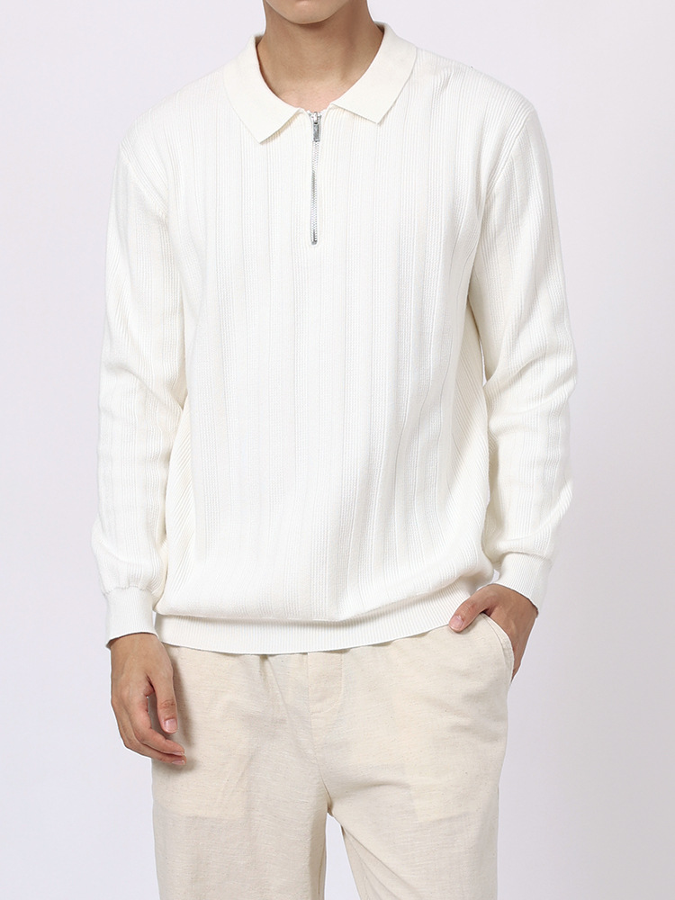 Camisas de punto con cremallera vertical de alta calidad para hombres, camisas de polo de manga larga, suéter para hombres.