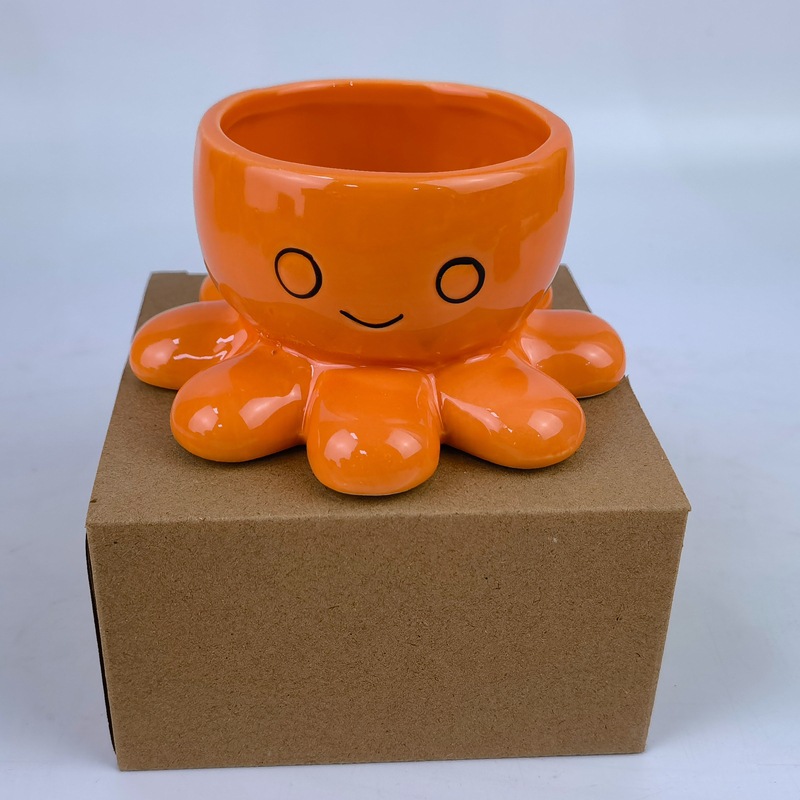 Cruz-frontera creativa pulpo suculenta maceta cerámica de dibujos animados de animales marinos maceta suculenta maceta de escritorio