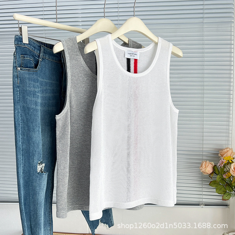 Tb Vest Hollow-Out Sleeveless Vest for Men and Women Couple Wear with Webbing High-Quality Breathable Casual Sports Top