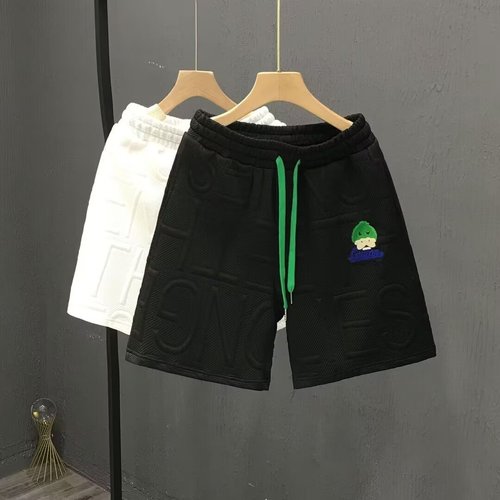 Tide brand cartoon embroidery shorts for men - summer new men's personalized letter imprint sports casual five-pocket straight-leg pants