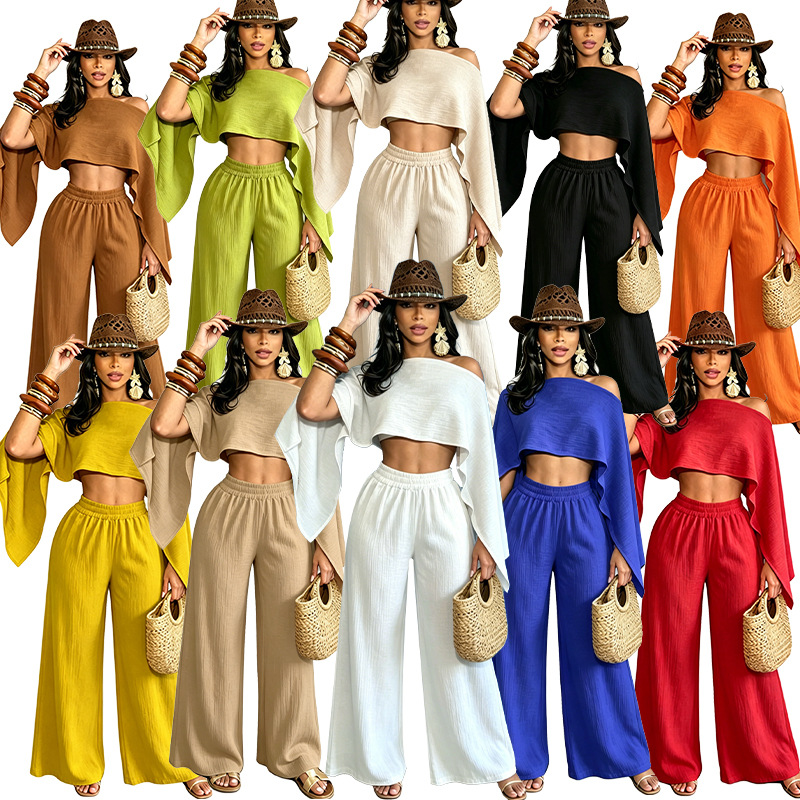 A741 Fashionable And Sexy Beach Vacation Solid Color Asymmetrical...