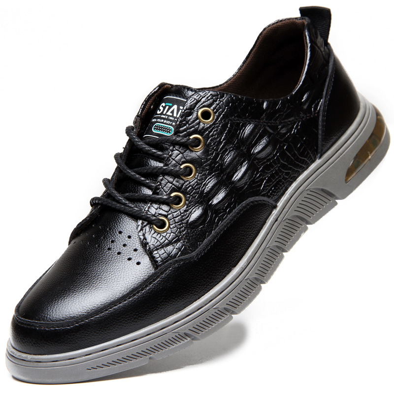 Pánske topánky s krokodílím vzorom, jeseň 2023, nové šnurovacie topánky, mládežnícke trendy, mäkká podrážka, ležérne kožené topánky_voghion.com