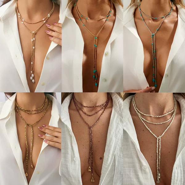 European and American Cross-Border Jewelry Hip-Hop Style Special-Shaped Ccb Pearl Beaded Necklace Fashionable Y-Shaped Disc Tassel Clavicle Chain