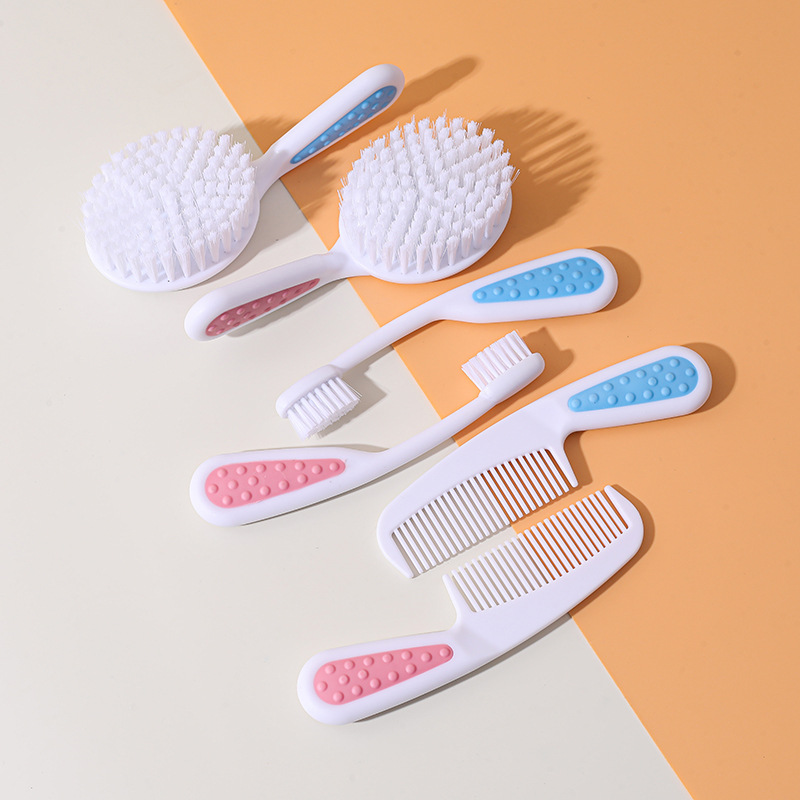 Champú para bebés, juego de cepillos de baño, cepillo de pelo suave, cepillo de pelo suave, peine pequeño, cepillo de dientes de pelo suave para niños