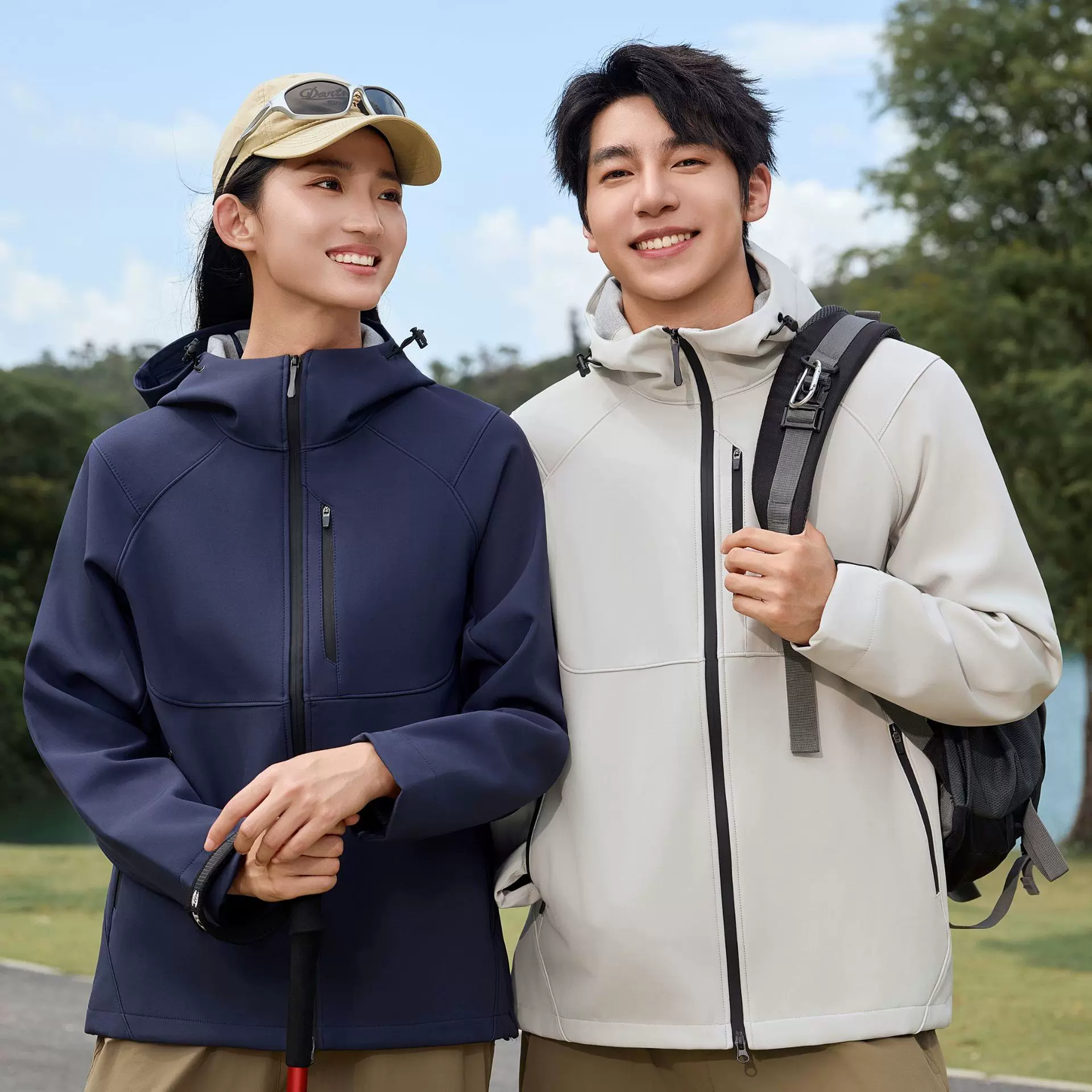 鸟家同款平替男装秋季新款三防透气软壳加绒连帽冲锋衣夹克外套