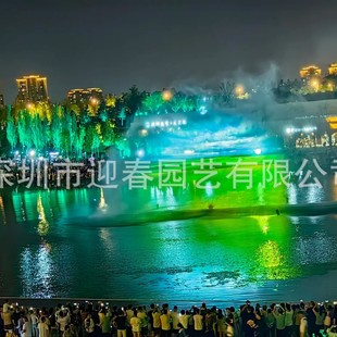 Outdoor Large Laser Water Curtain Movie Lake Surface Music Fountain Show Floating Floating Water Holographic Projection Fountain