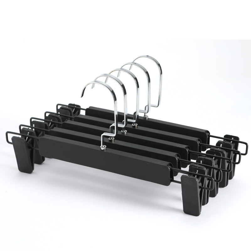 Blanco y Negro pantalones esmerilados pantalones de rack clip antideslizante tienda de ropa sin costura ropa rack pantalones clip al por mayor fuerte percha falda clip Pantalones