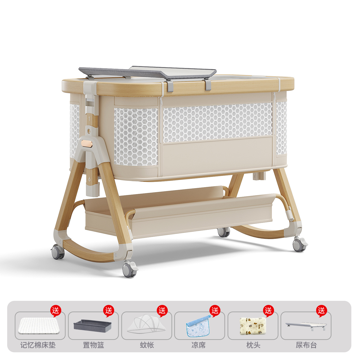 Cama de bebé móvil portátil cuna cama plegable multifuncional BB cama para recién nacidos empalme cama grande